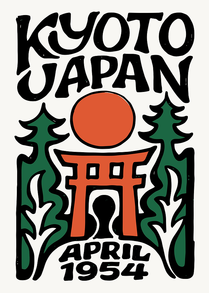 Kyoto Japan April 1954 Poster