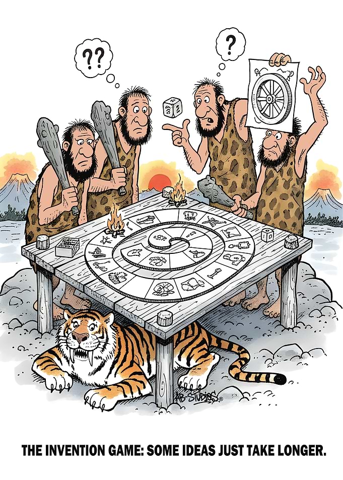 Cavemen Inventing the Wheel Game
