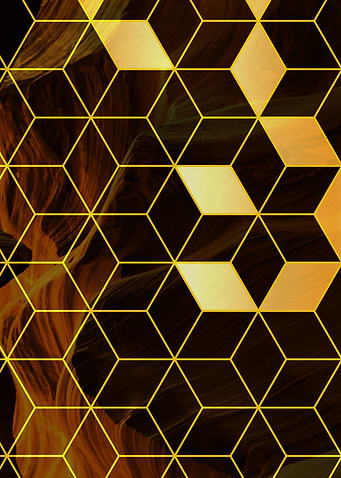 Geometric Overlay on Canyon Landscape
