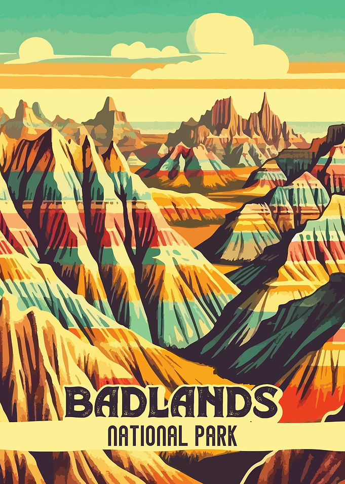 Badlands National Park Vintage Poster