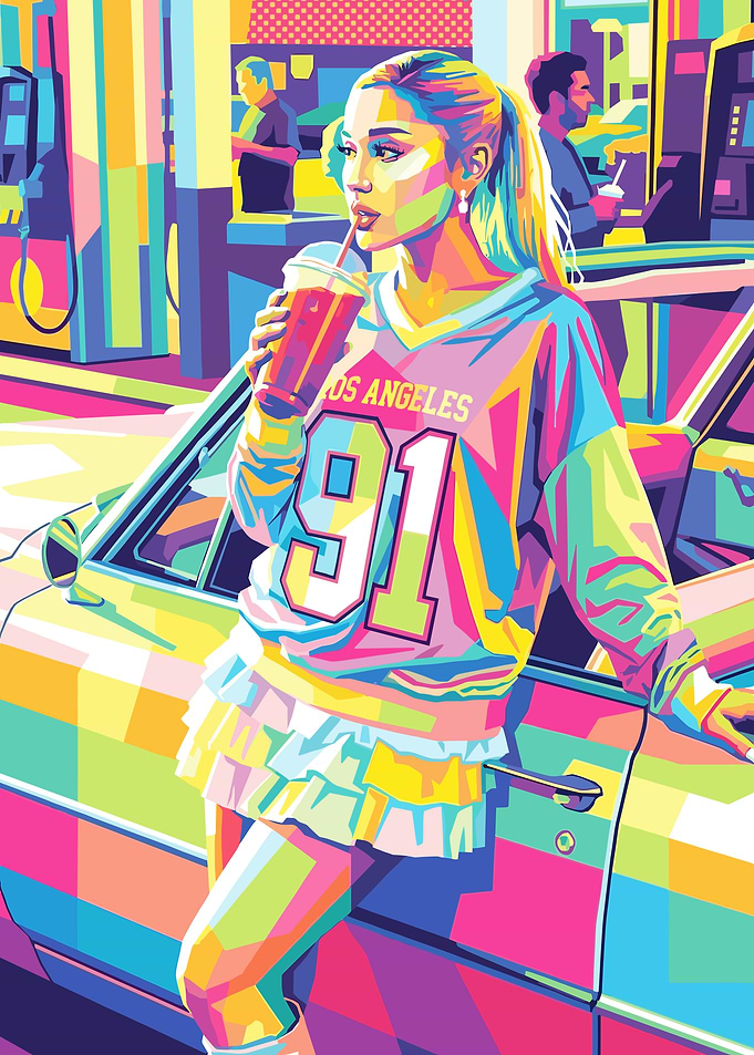 Pop Art Ariana Grande at Gas Station