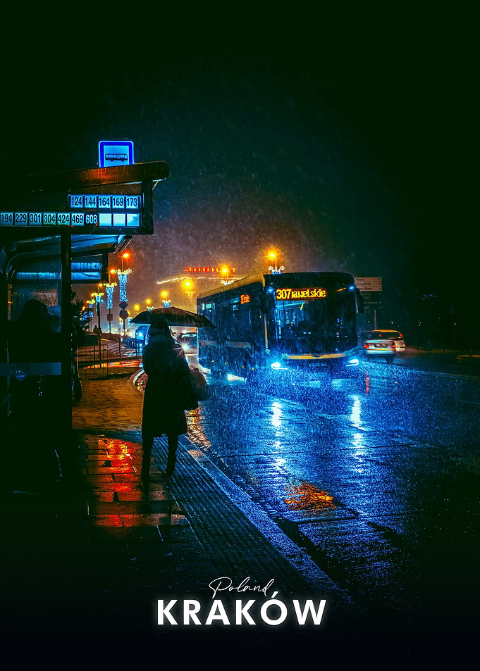Rainy Night in Krakow