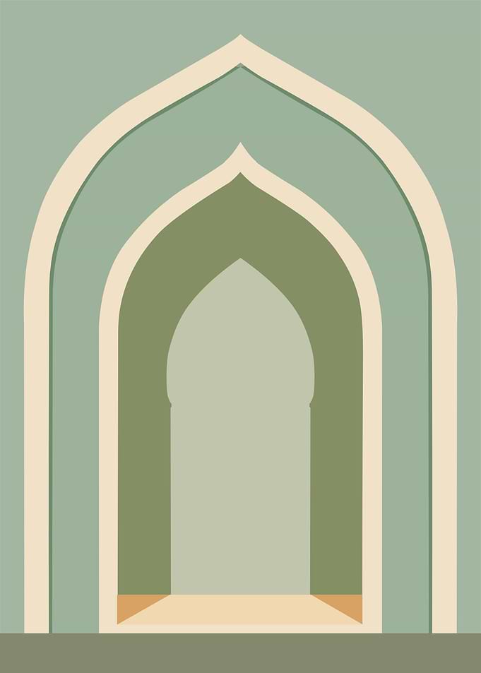 Serene Islamic Arch in Soft Earth Tones
