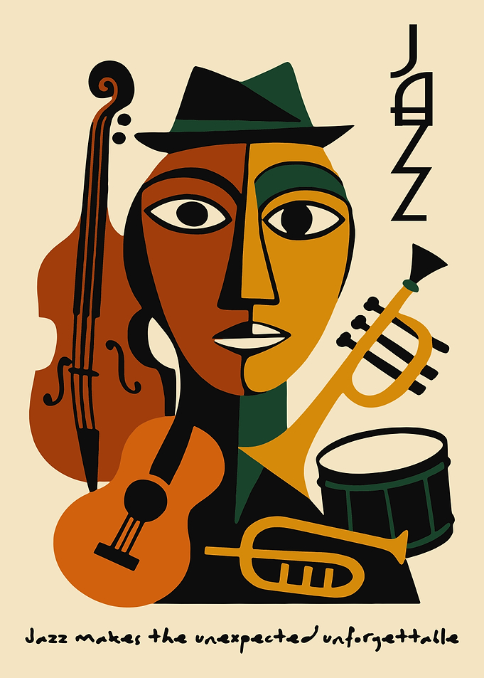 Abstract Jazz Musician with Instruments
