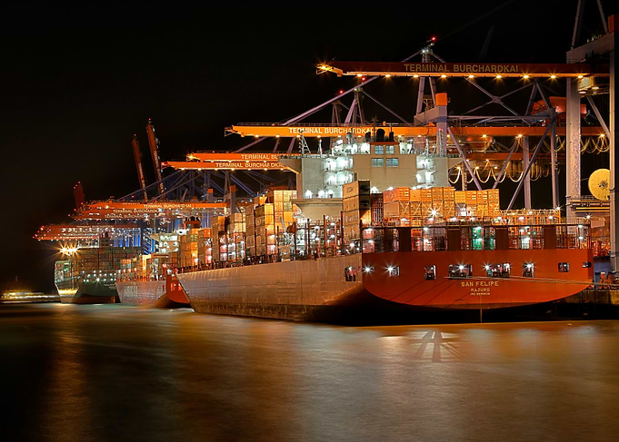 Container Ships at Night