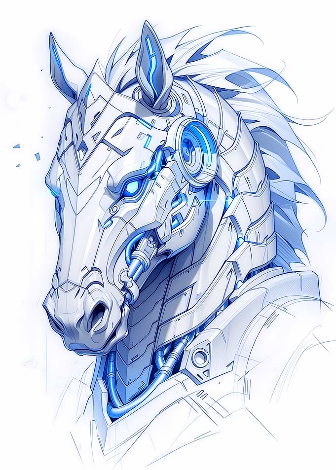 Cyberpunk Robotic Horse Head