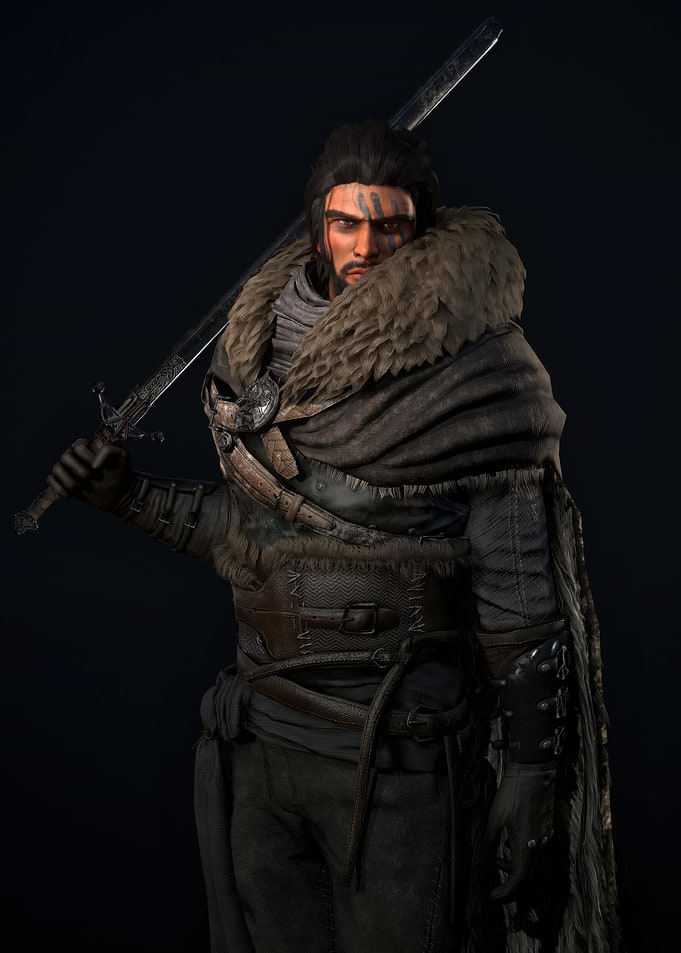 Warrior with Sword and Fur