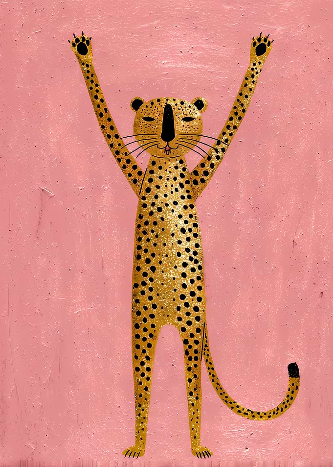 Cheetah with Arms Raised