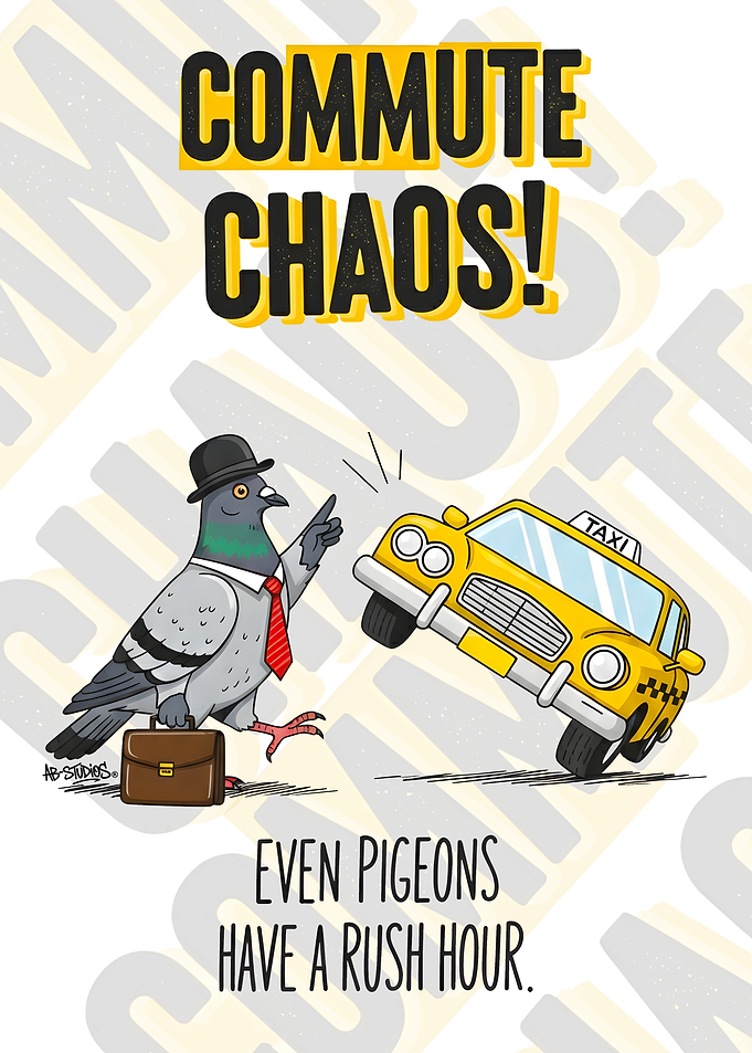 Commute Chaos Pigeon and Taxi
