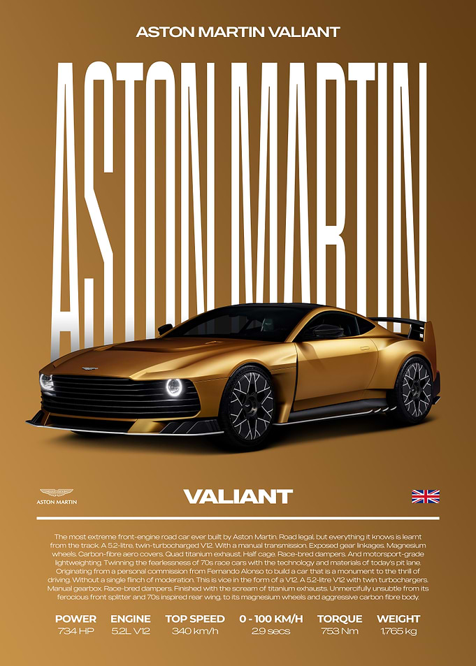Aston Martin Valiant Car Poster