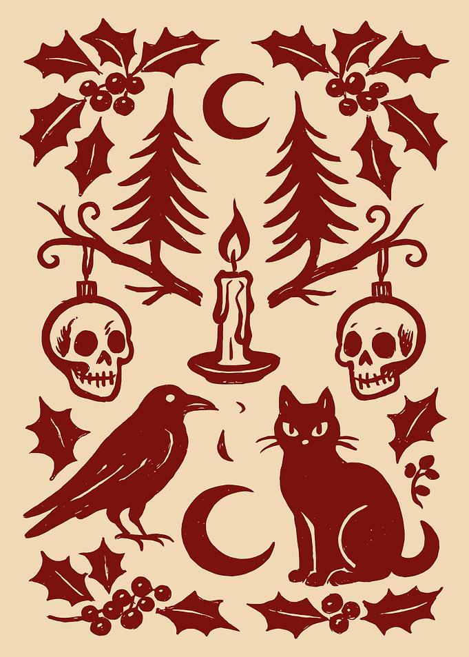 Gothic Halloween and Christmas Illustration