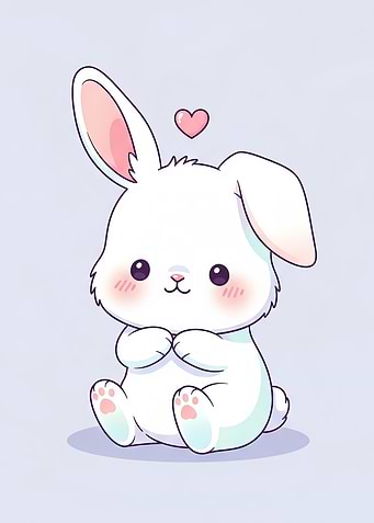 Cute White Bunny with Pink Heart