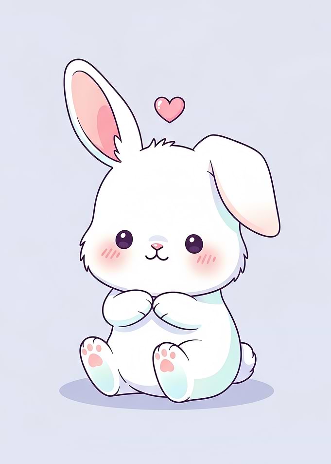 Cute White Bunny with Pink Heart