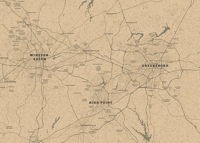 Winston-Salem, Greensboro, and Highpoint, North Carolina