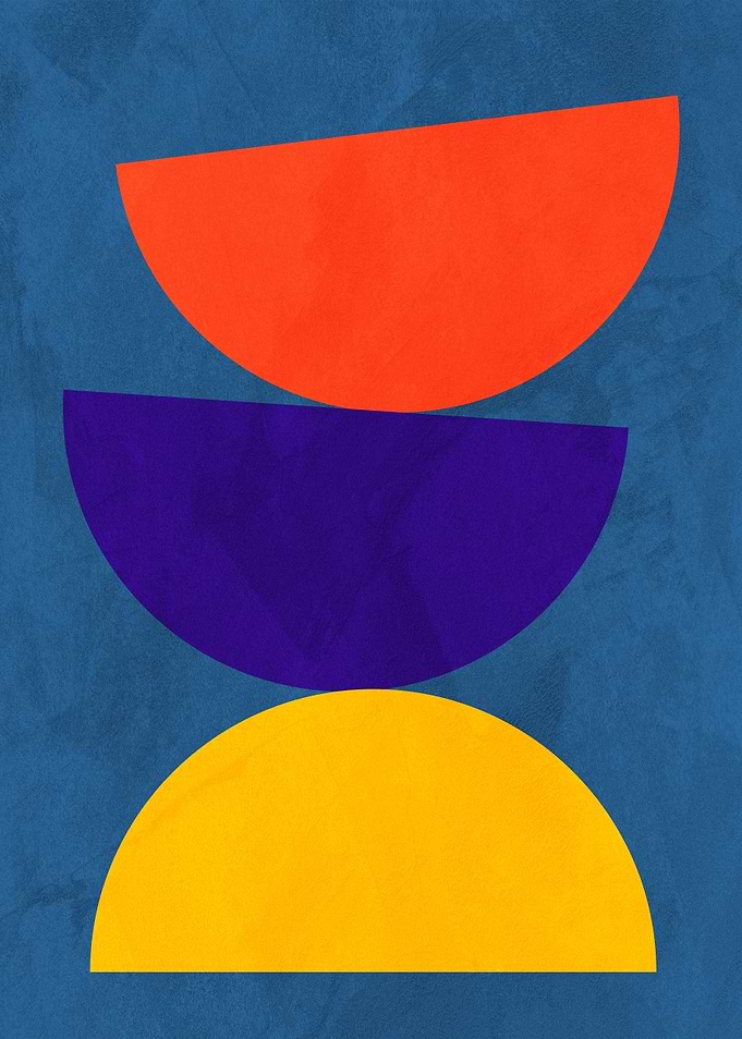 Abstract Geometric Shapes on Textured Blue Background