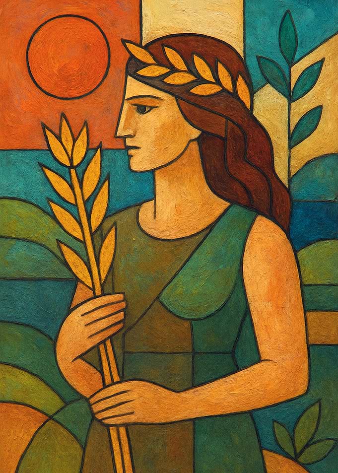 Woman with Laurel Wreath and Wheat