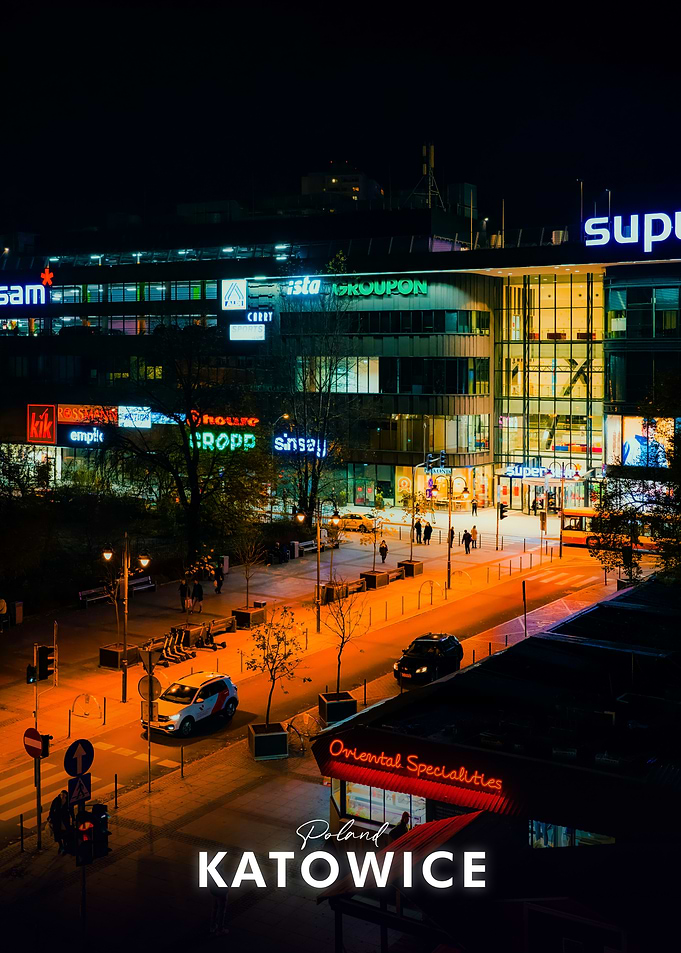 Katowice Cityscape at Night
