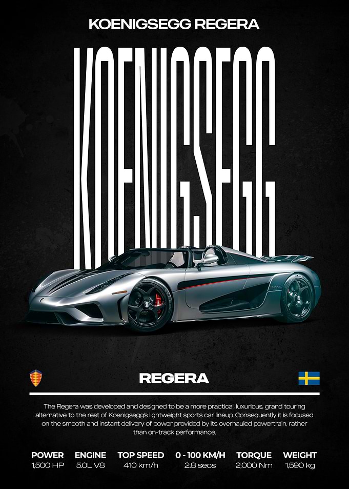 Koenigsegg Regera Supercar Poster