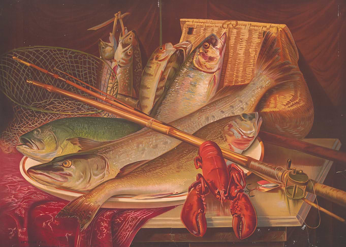 Still Life of Freshly Caught Fish and Lobster