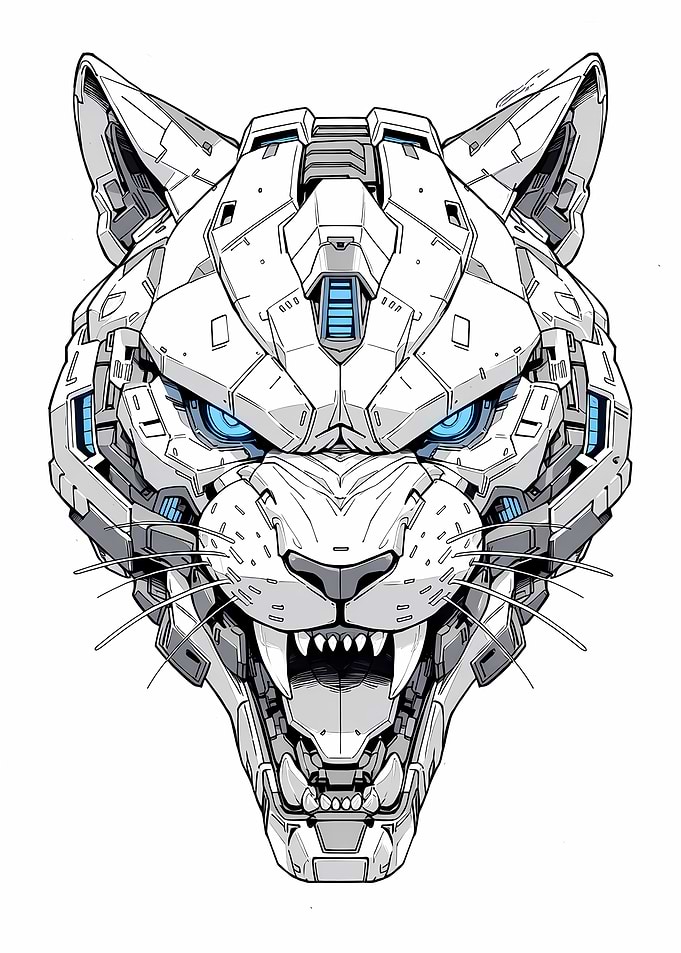 Mechanical White Tiger Head