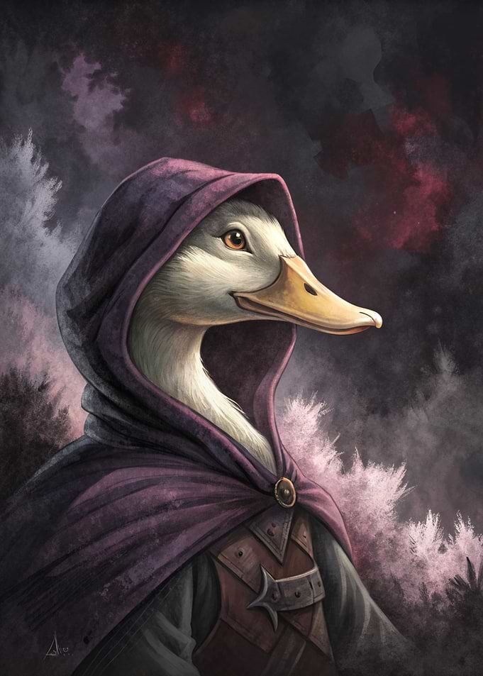 Mysterious Duck in a Hooded Cloak