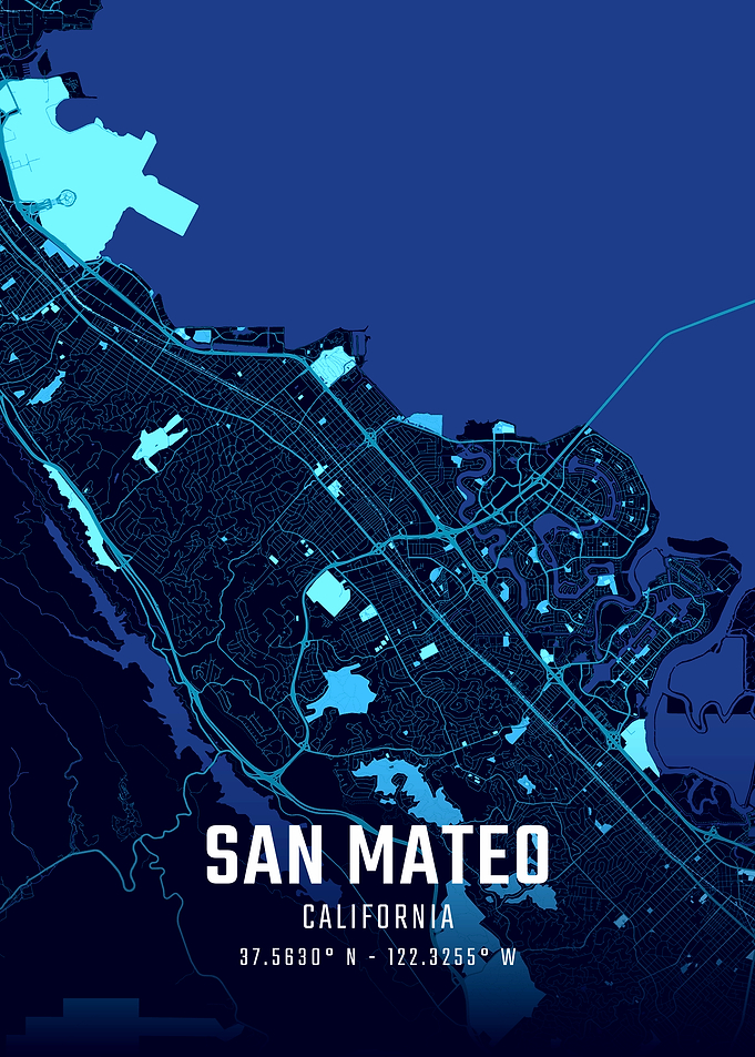 San Mateo California Map Art