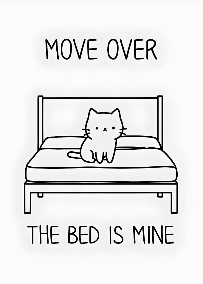 Cute Cat Claims Bed