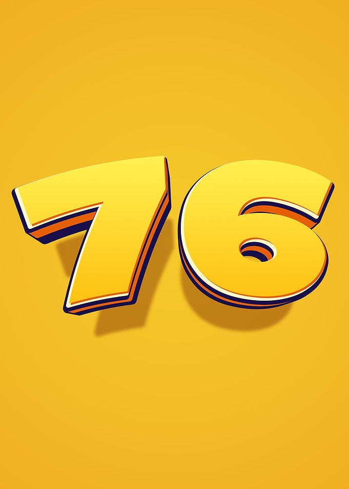Number 76 in Yellow