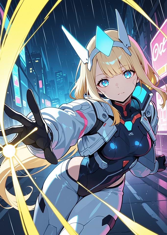 Cyberpunk Anime Girl in Neon City
