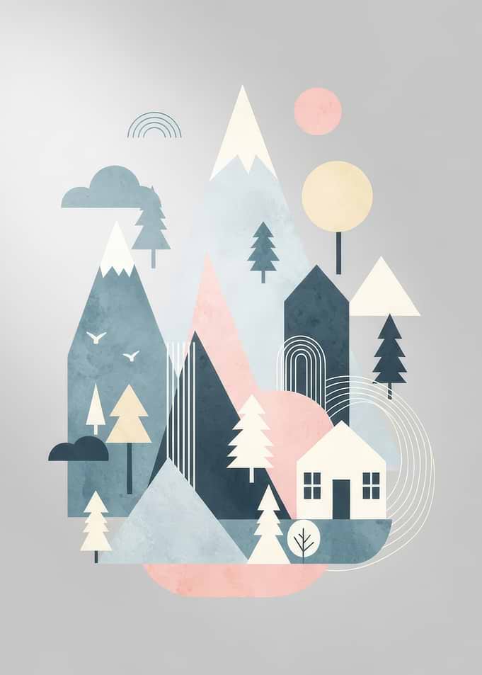 Minimalist Geometric Mountain Landscape