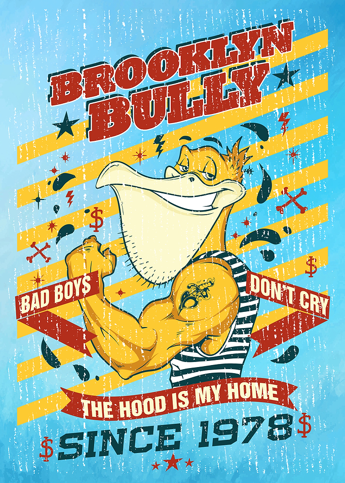 Brooklyn Bully Cartoon Pelican Strength Power Design