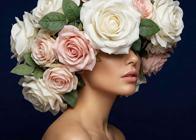 Woman with Rose Flower Crown