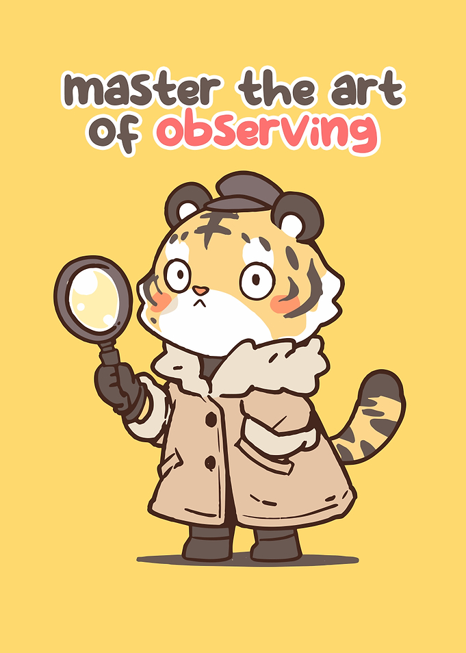 Cute Tiger Detective with Magnifying Glass