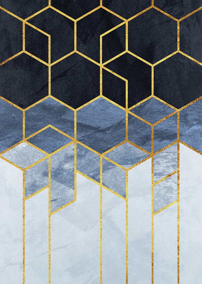 Geometric Hexagon Pattern with Marble Texture