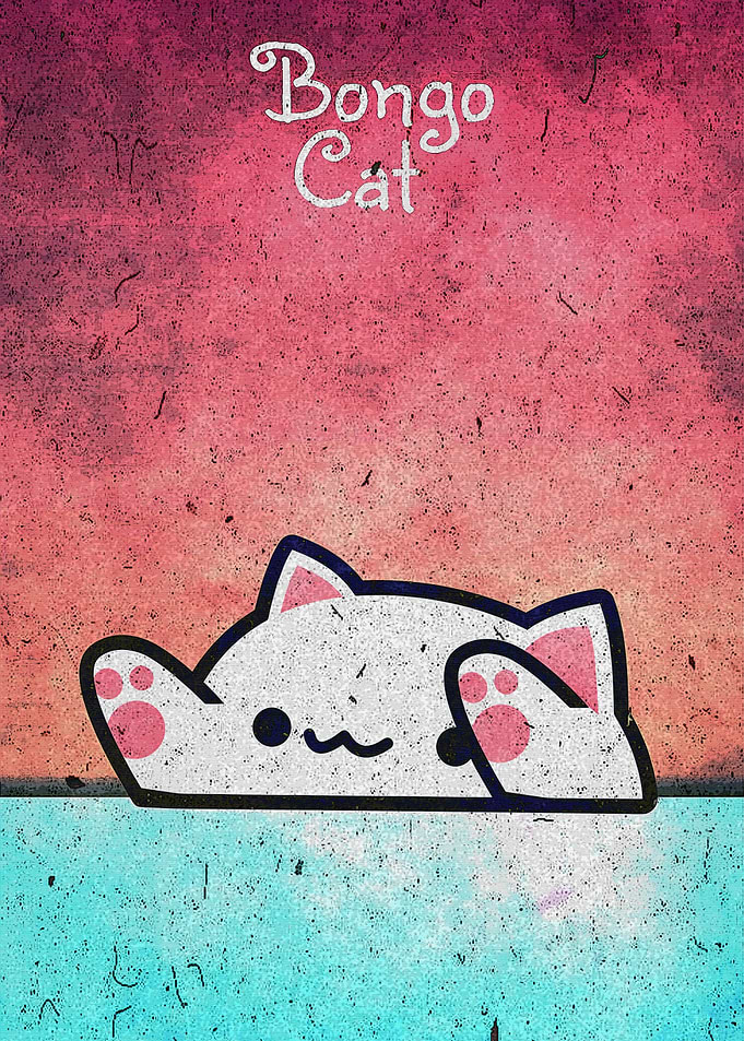 Bongo Cat with Pink and Blue Poster