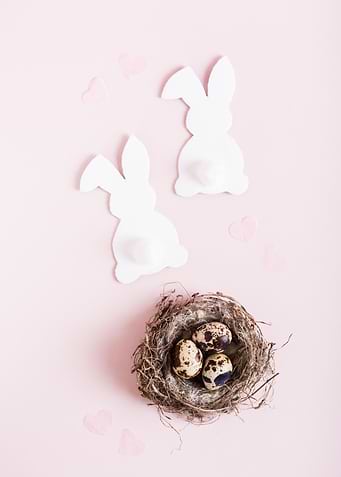 Easter Bunny Nest with Quail Eggs