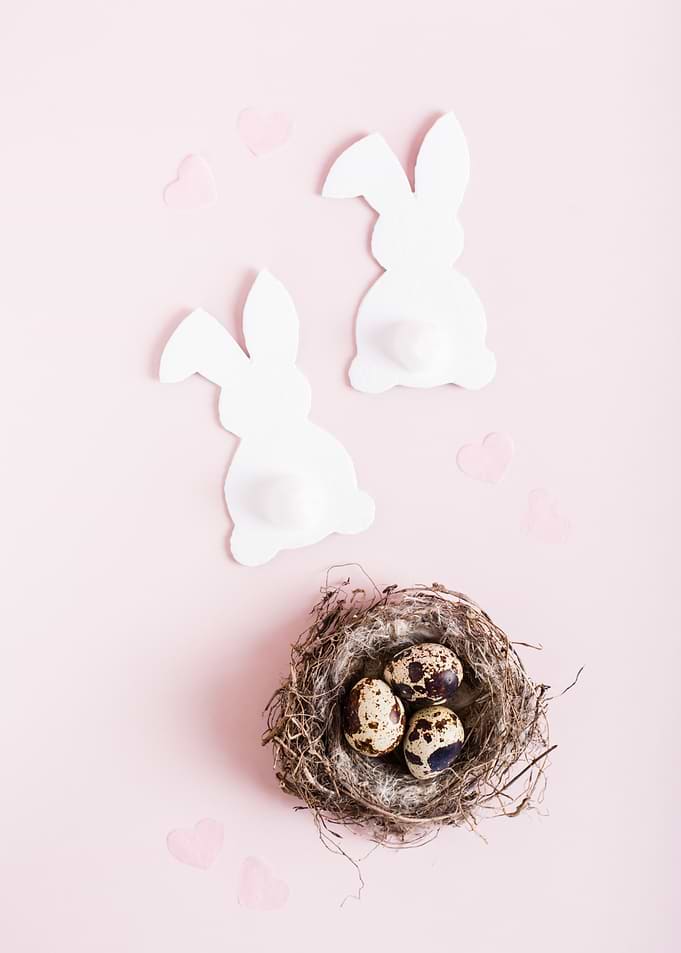 Easter Bunny Nest with Quail Eggs