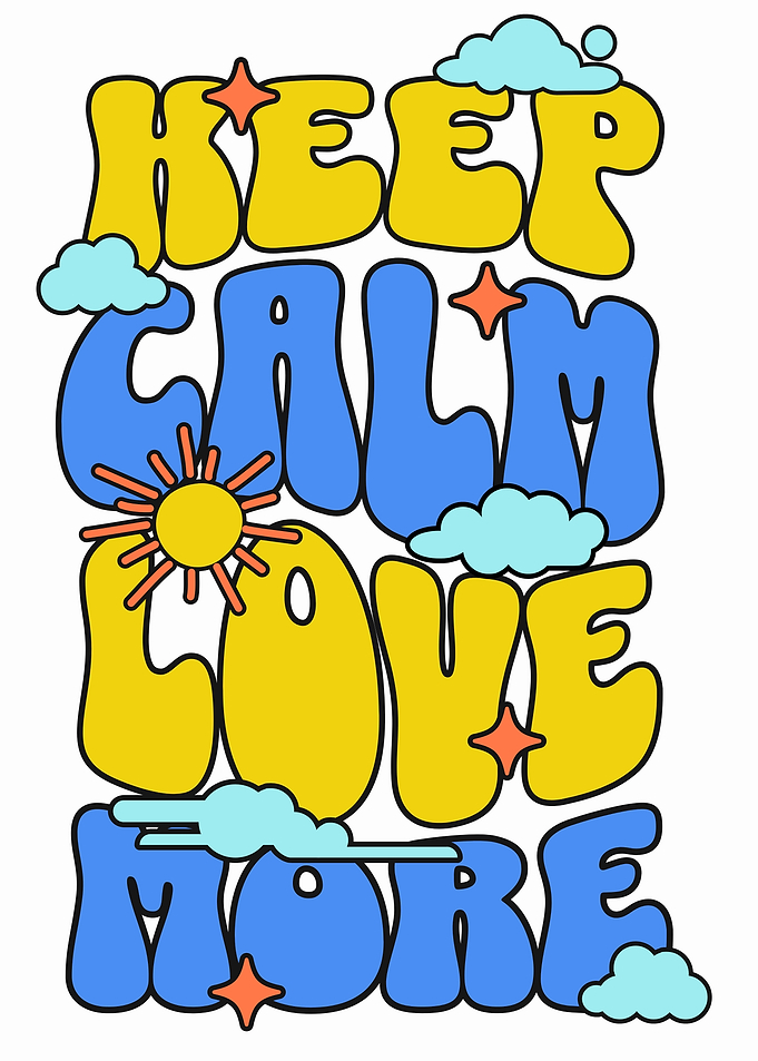Keep Calm Love More Retro Text Art