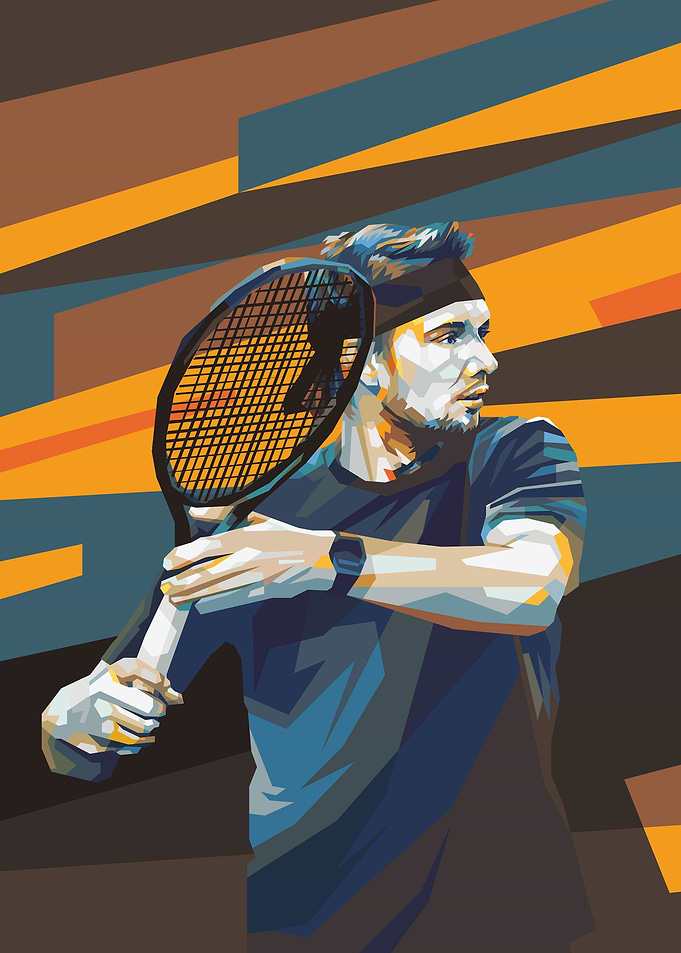 Alexander Bublik in colorful illustration