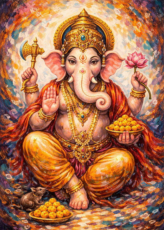 Ganesha with Lotus and Axe