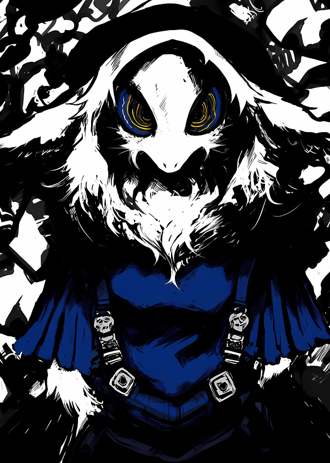 Dark Fantasy Character with Blue Outfit