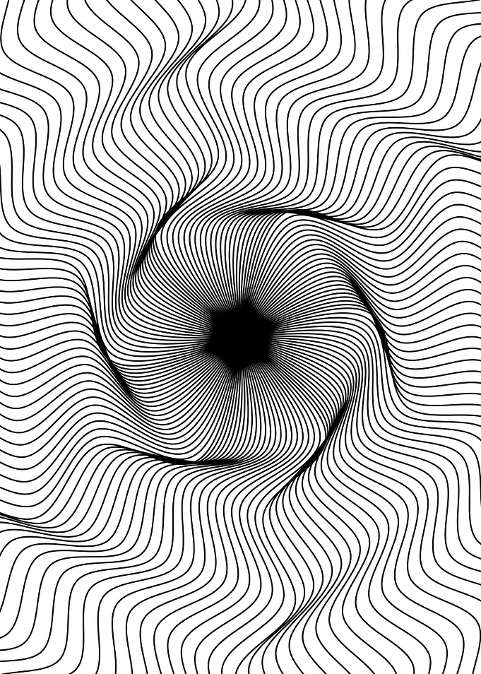 Abstract Swirling Black and White Lines