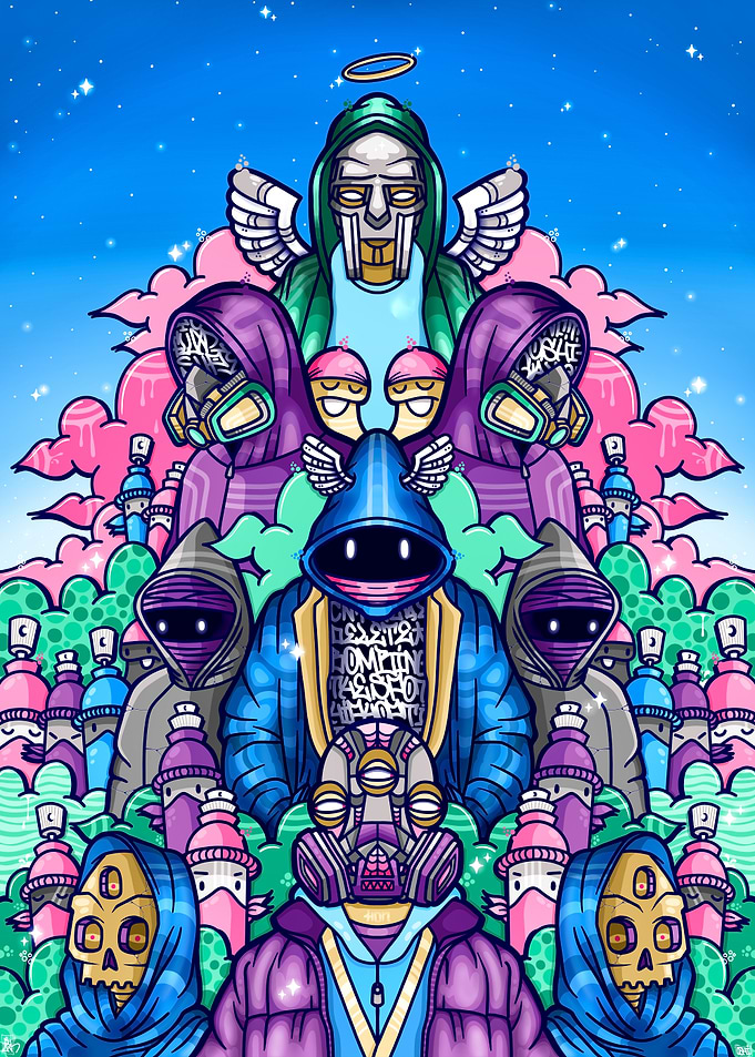 Graffiti Art Characters with Spray Cans