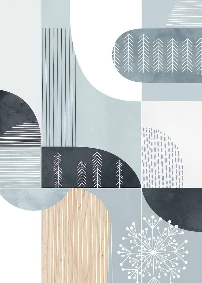 Abstract Geometric Winter Art
