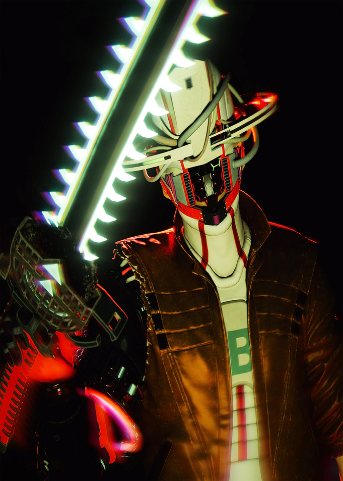 Cyberpunk Warrior with Energy Sword