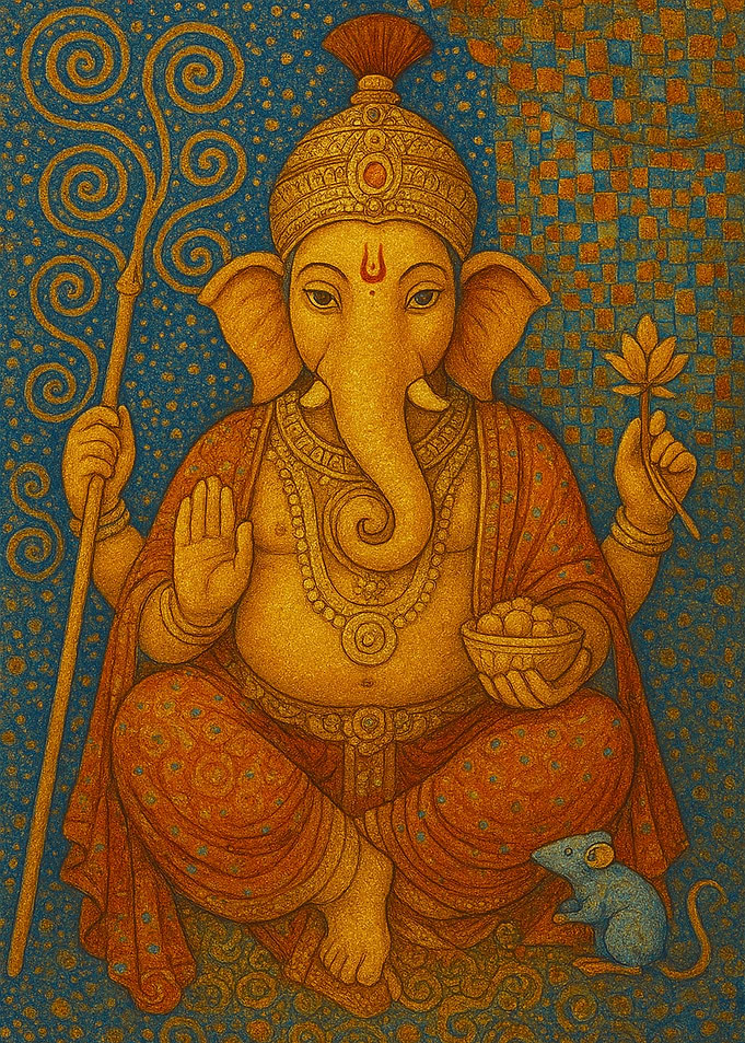 Ganesha with Lotus and Mouse