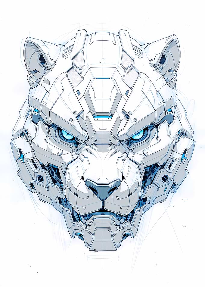 Mechanical White Tiger Head