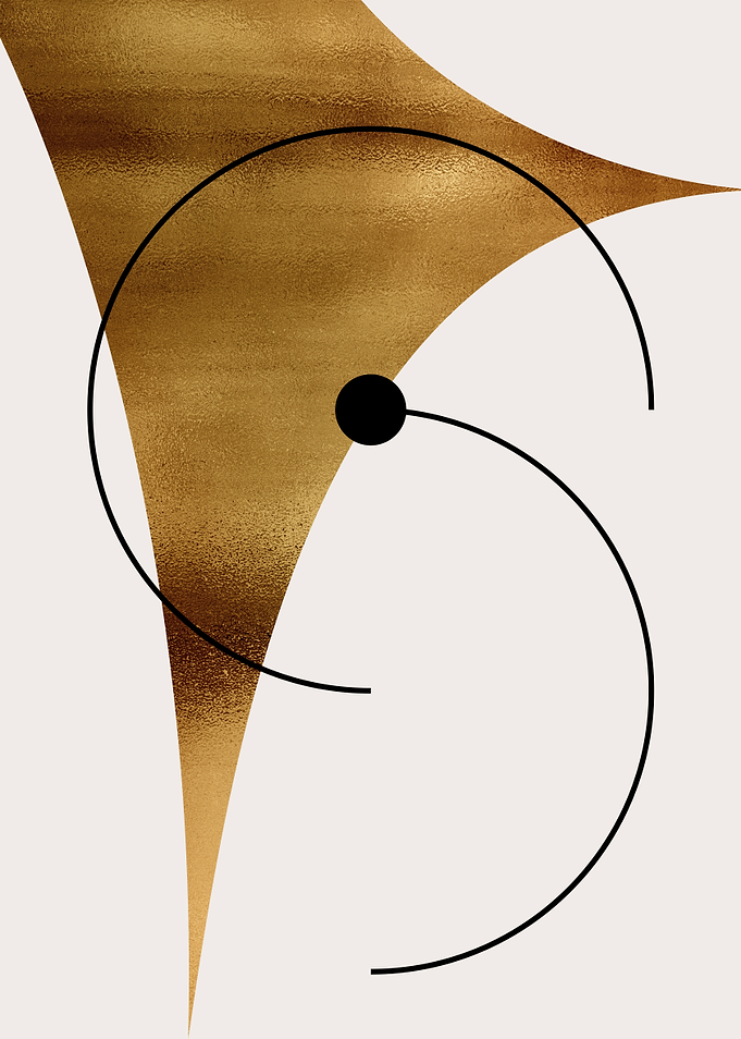 Abstract Gold Swirl with Black Circle