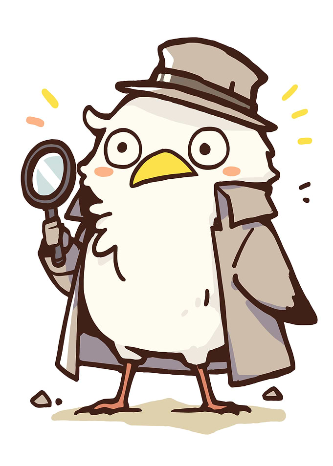 Detective Bird with Magnifying Glass