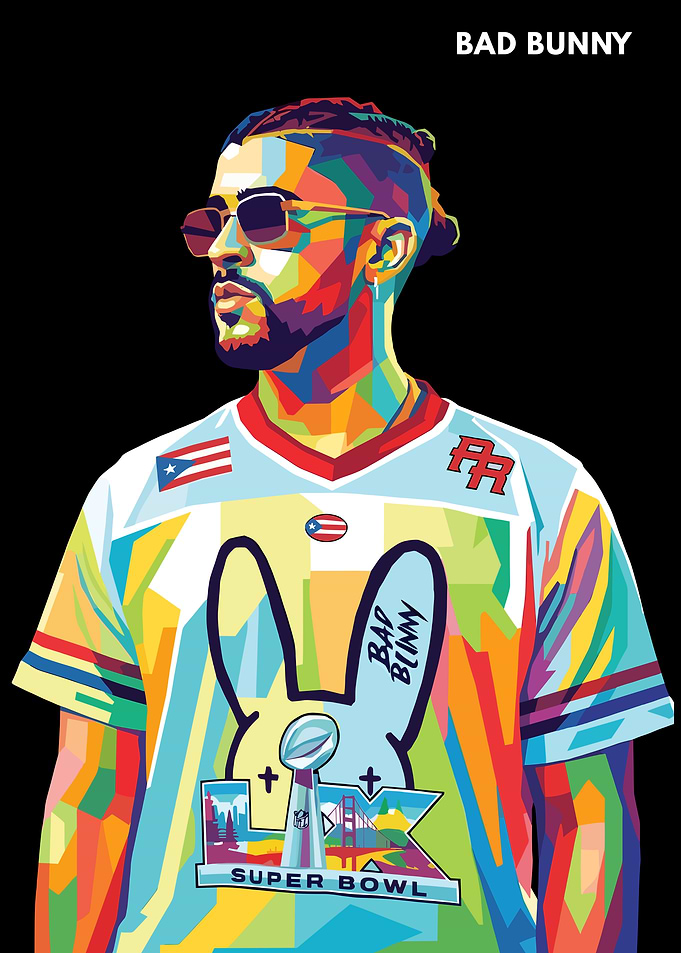 Bad Bunny WPAP Portrait